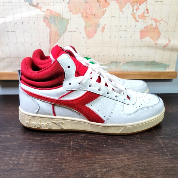 BRAND NEW Diadora Basket Mid 'White/Red' Men's Size 11.0 - Picture 4 of 7